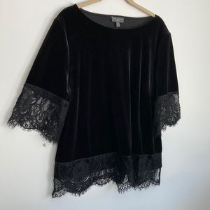 The Limited|Black Velour and Lace Top sz Medium